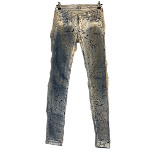 Faith Connexion Move Grey Silver Slim Metallic Coated Jeans/Size 25